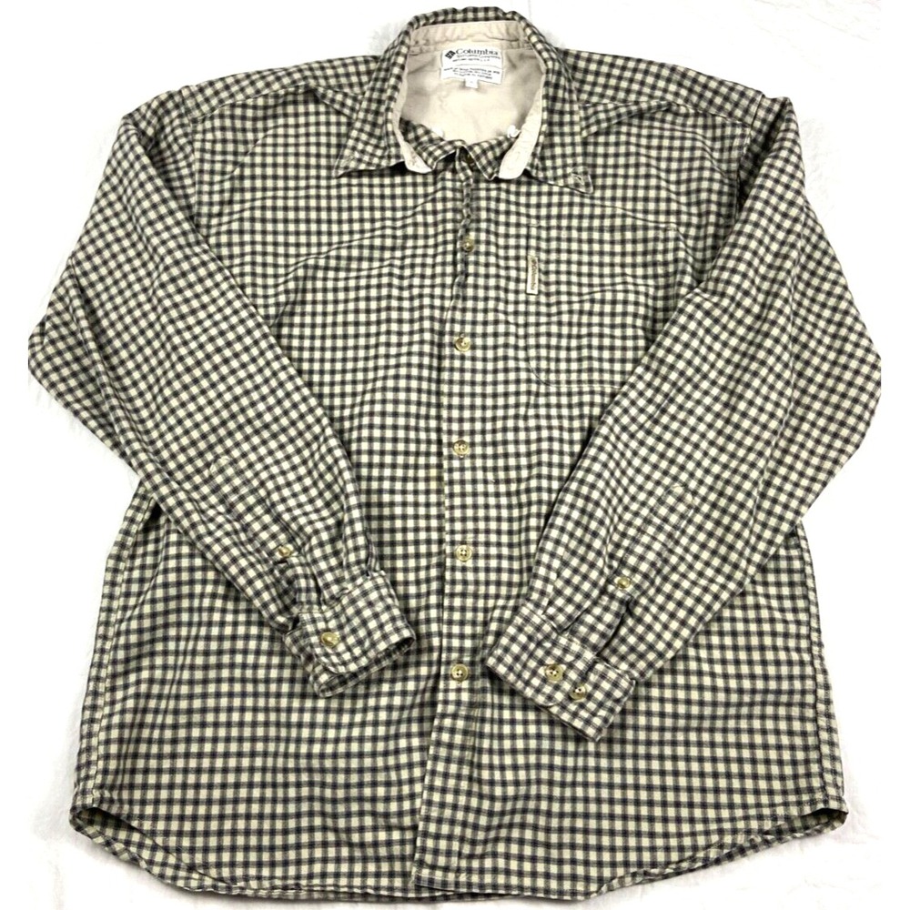 Columbia Mens Plaid Multicolor Long Sleeve Button Down Shirt Size Large